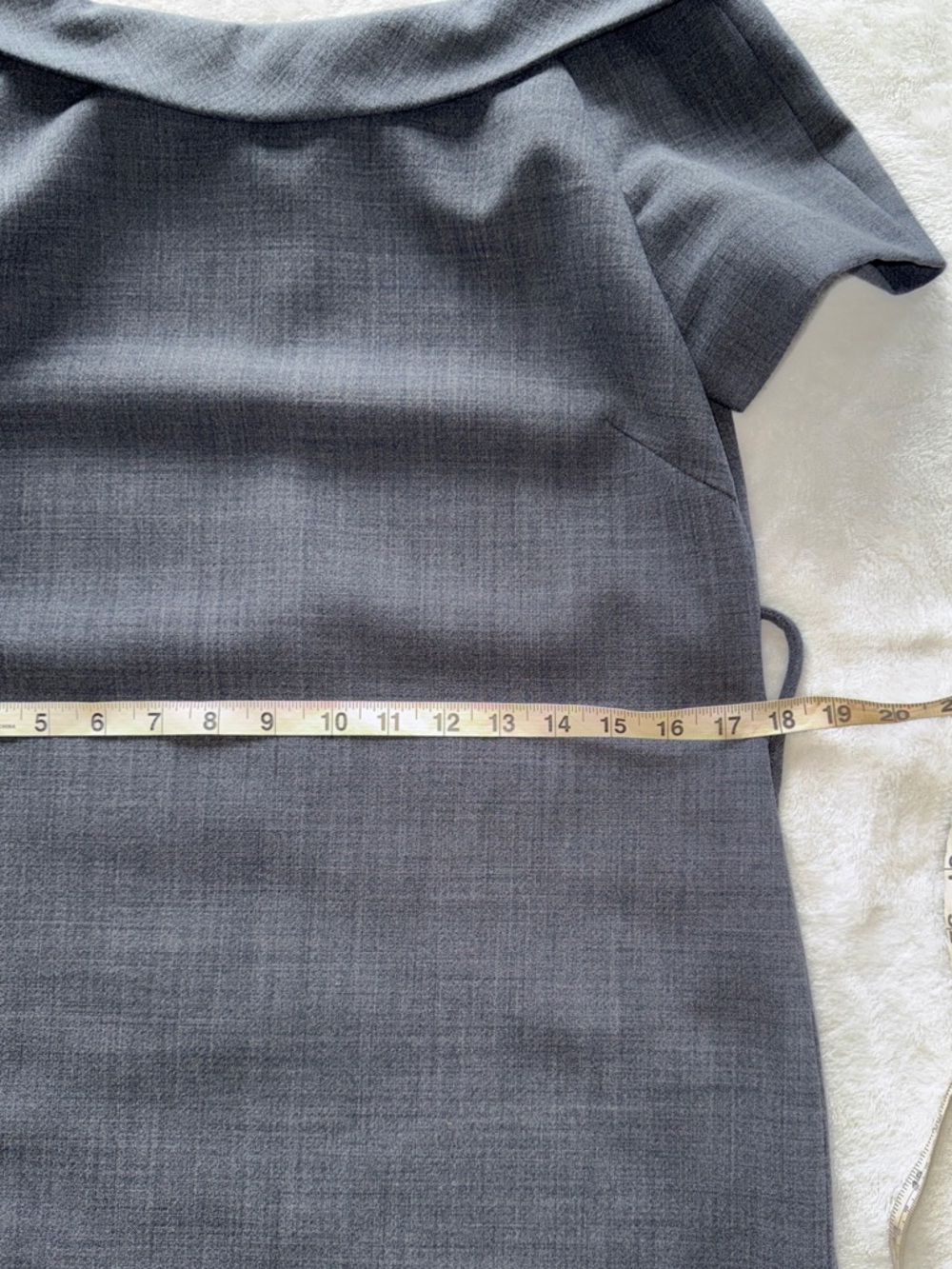 Tory Burch Gray Wool Blend Sheath Dress Chain Print Silk Lined Elegant Neckline - Picture 10 of 15